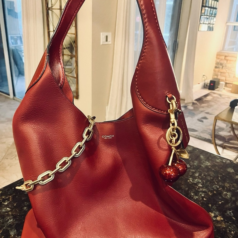 Coach Red Leather Hobo Bag